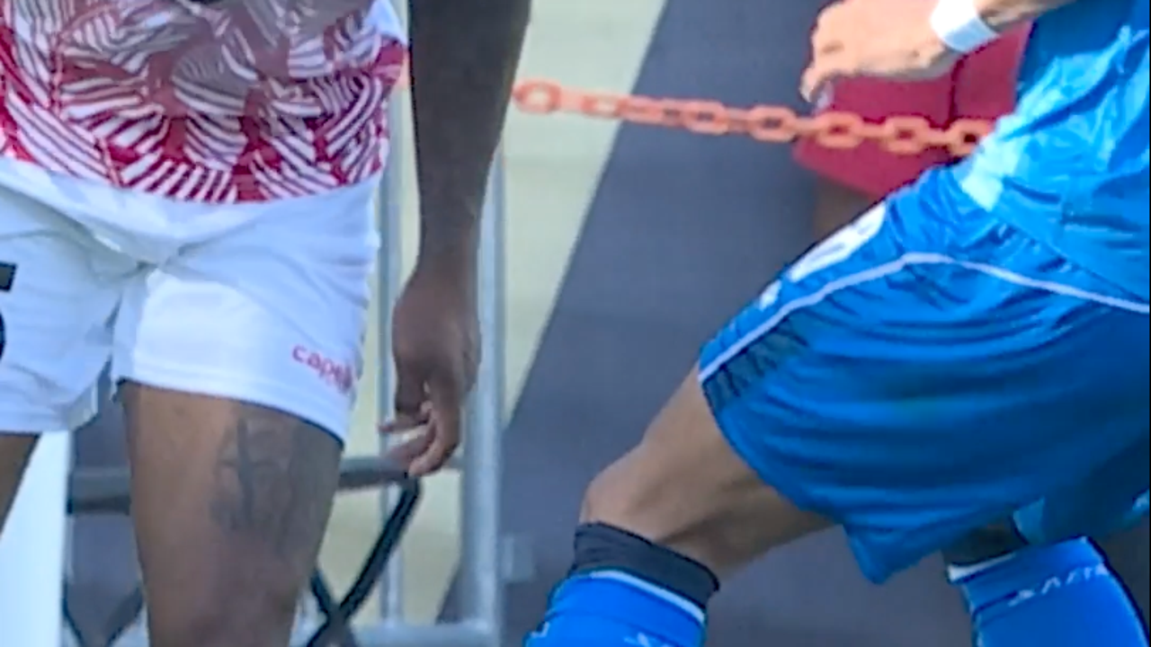 Trinidad and Tobago's Dante Sealy shows off his skills vs. Haiti
