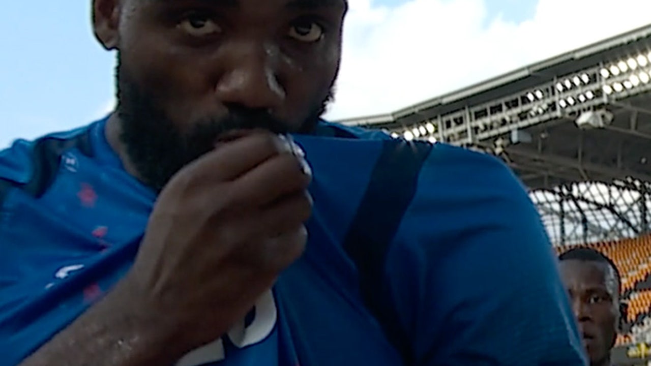 Frantzdy Pierrot's goal gives Haiti a 1-0 lead over Trinidad and Tobago