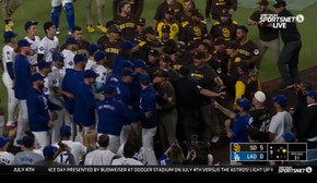 Benches clear after Padres' Fernando Tatis gets hit with pitch by Dodgers' Jack Little