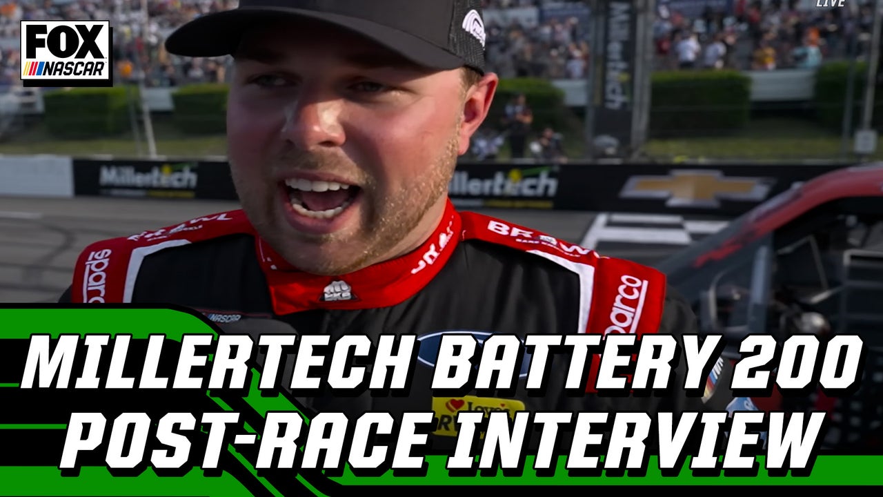 Layne Riggs speaks on winning MillerTech Battery 200 at Pocono Raceway | NASCAR on FOX