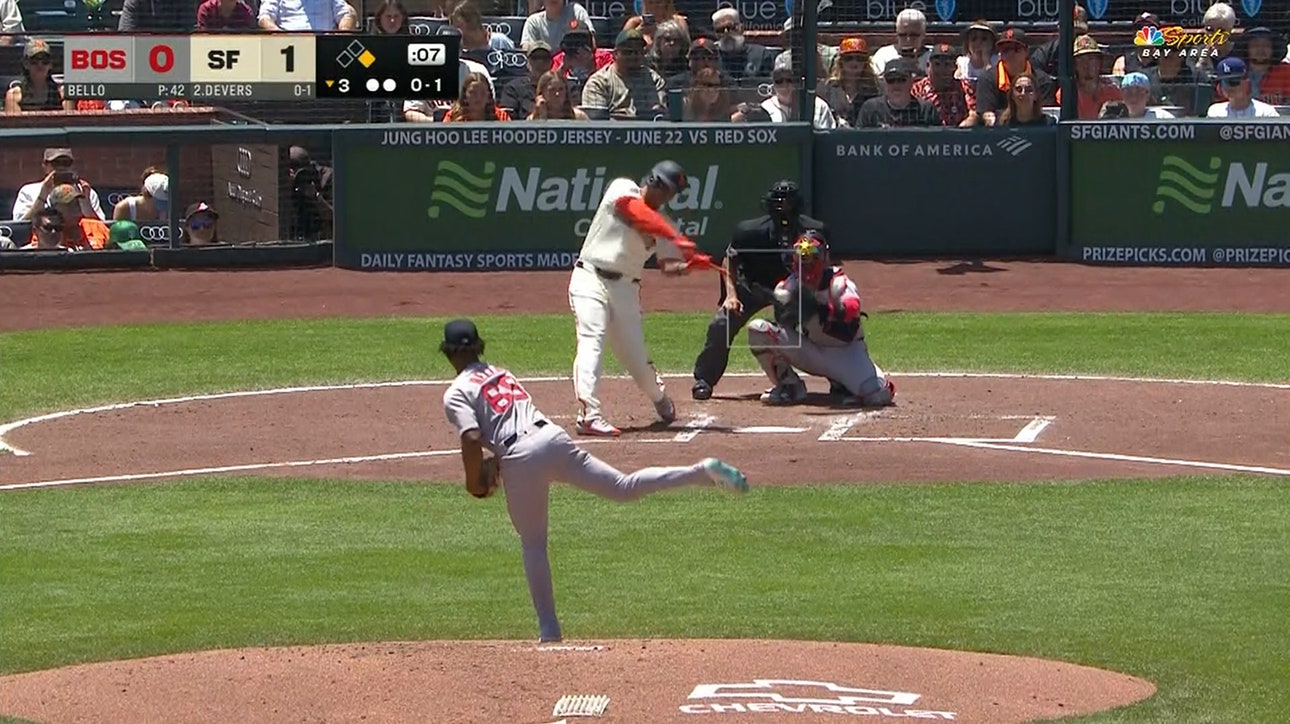 Rafael Devers hits his first HR for the Giants against Red Sox