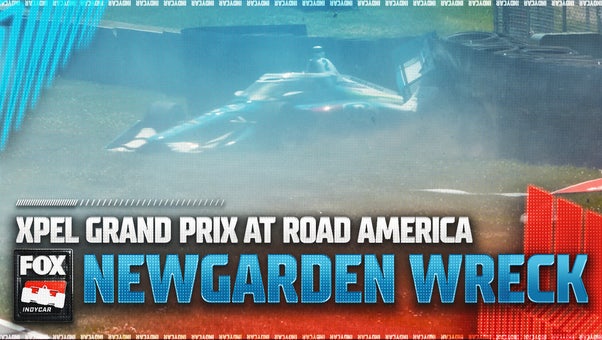 Josef Newgarden's day is done after wrecking into the wall at Road America