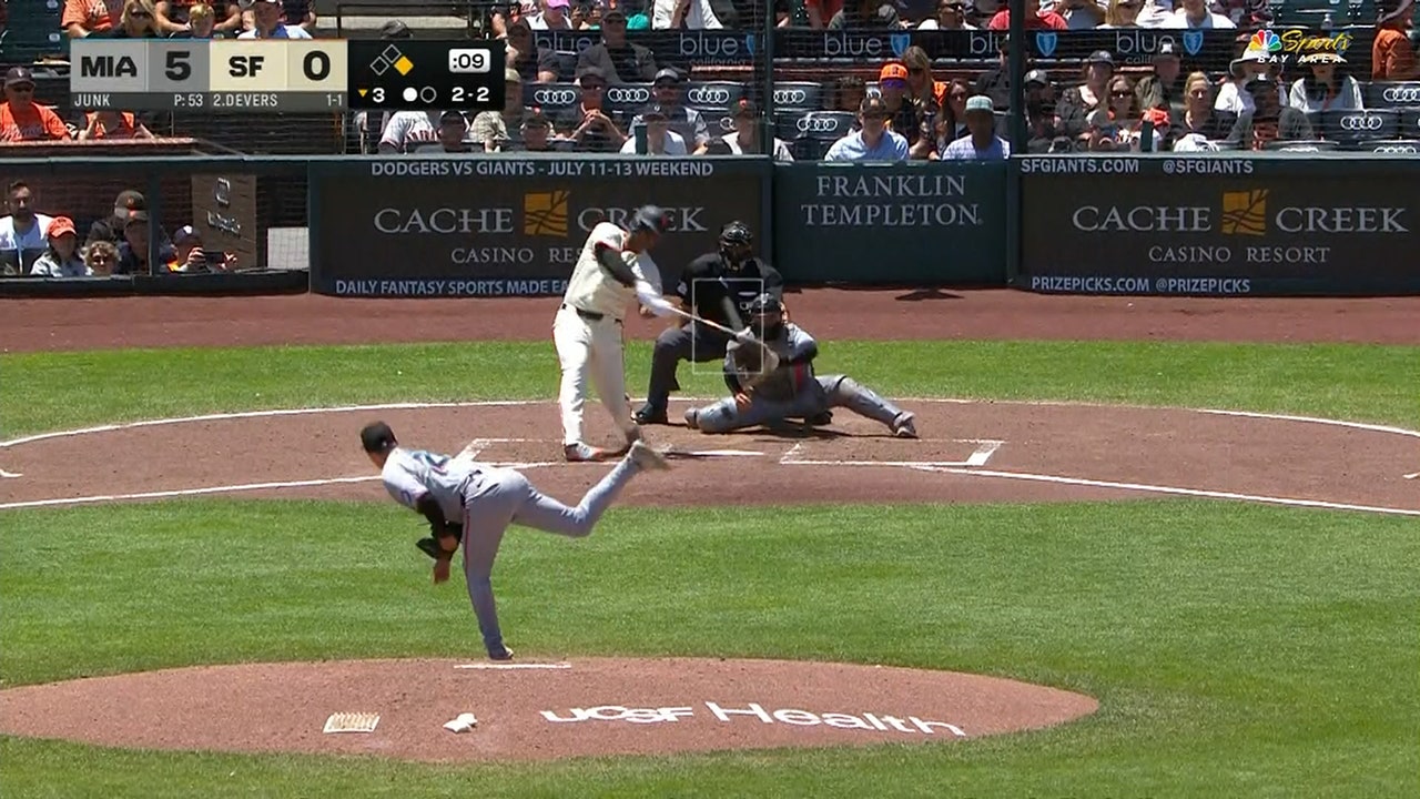 Giants' Rafael Devers hammers two-run home run against Marlins