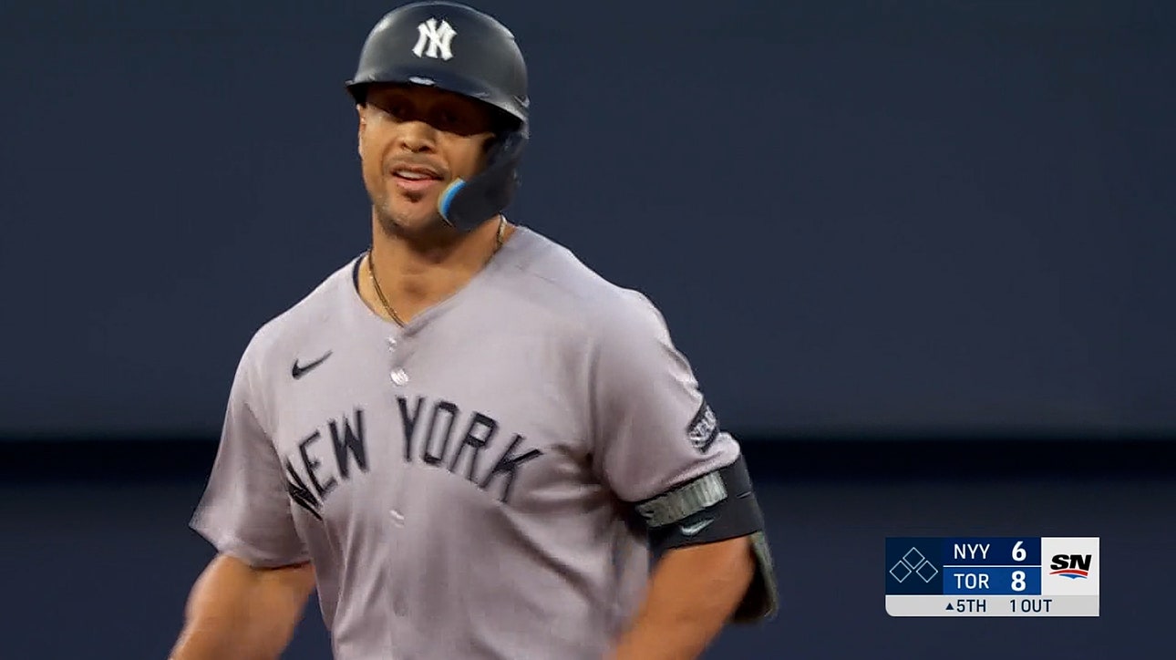 Giancarlo Stanton crushes a three-run home run, trimming Yankees deficit vs. Blue Jays 