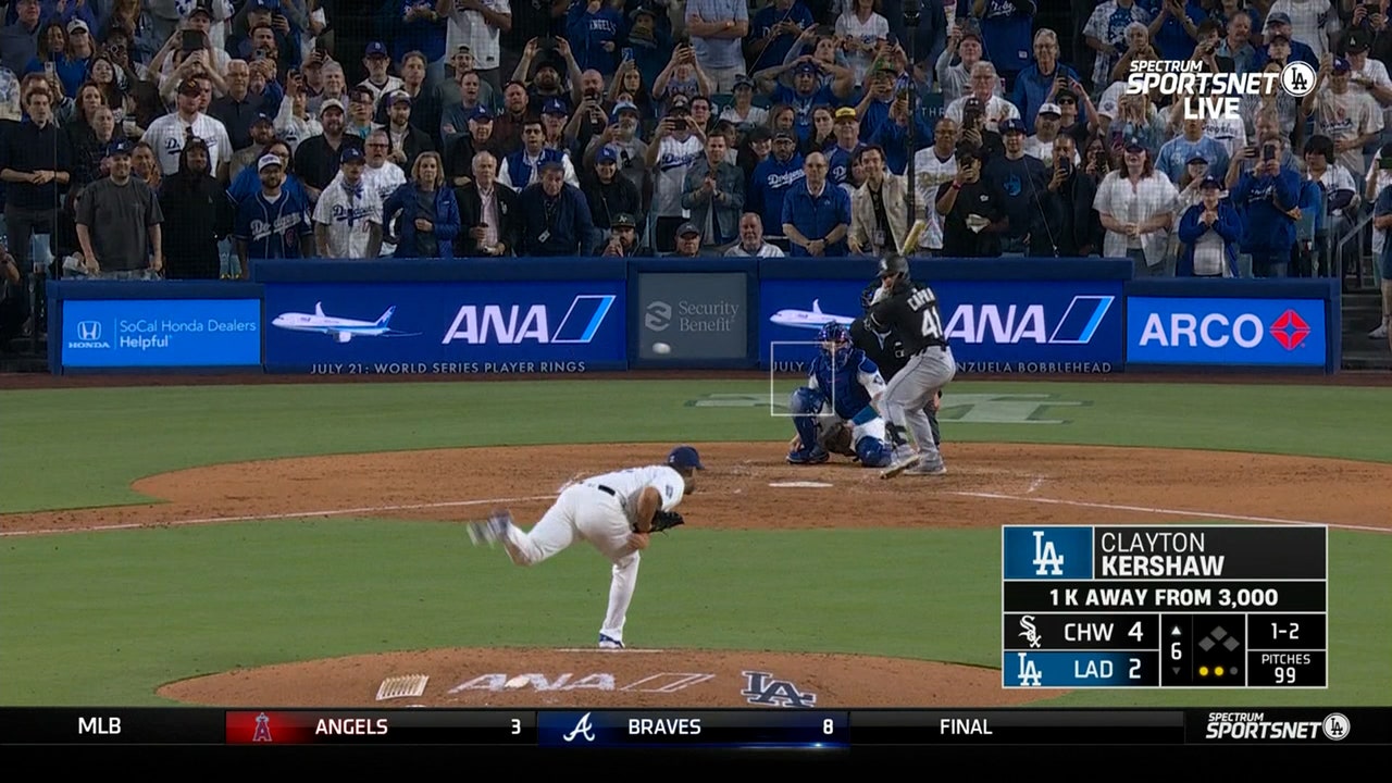 Clayton Kershaw reaches 3,000 career strikeouts vs. White Sox