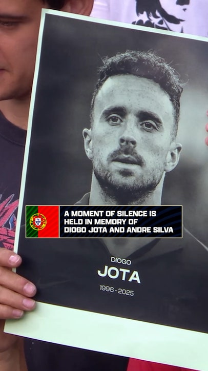 A moment of silence is held for Diogo Jota and Andre Silva before Portugal vs. Spain