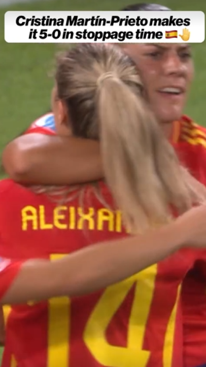 Cristina Martín-Prieto seals Spain's 5-0 win with a powerful header