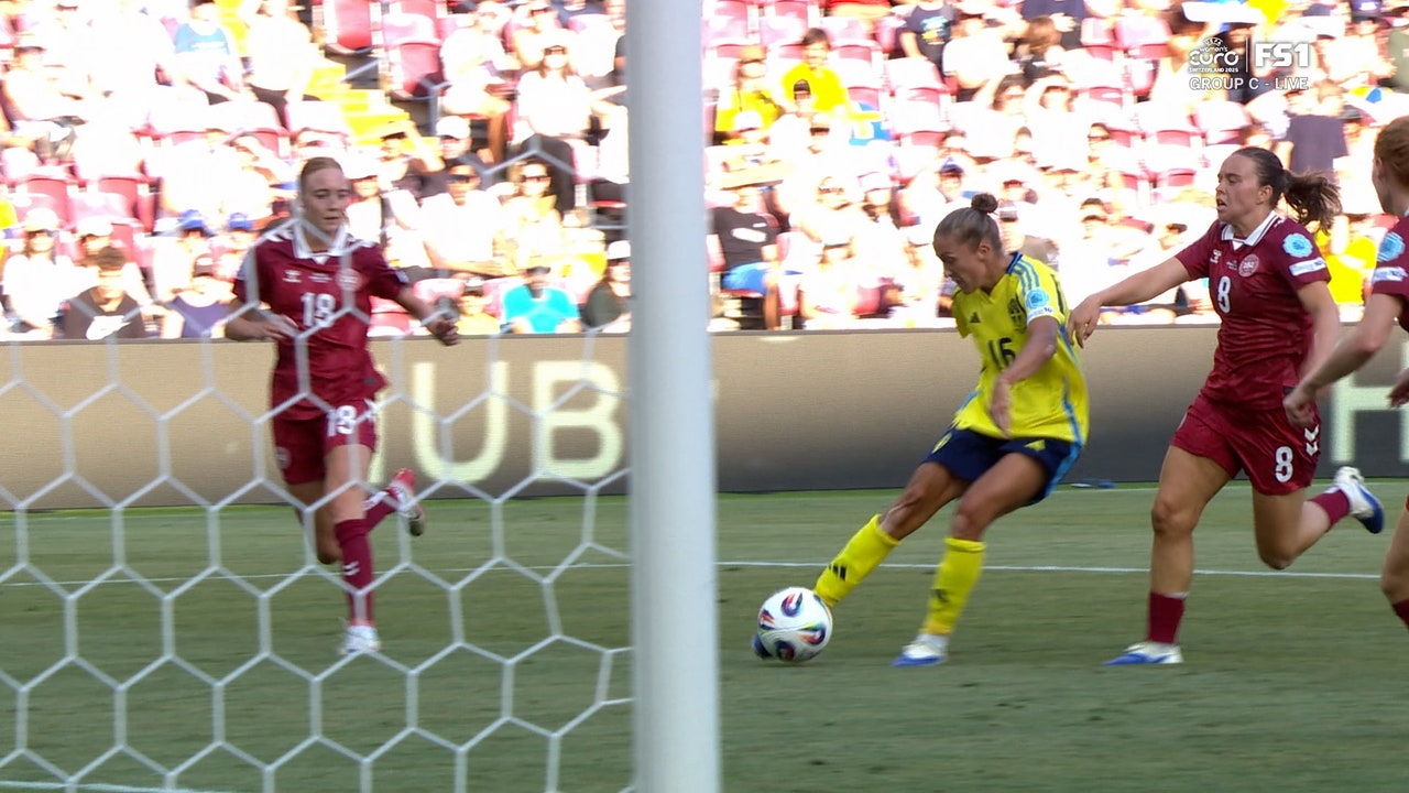 Filippa Angeldahl finds the back of the net, giving Sweden 1-0 lead over Denmark