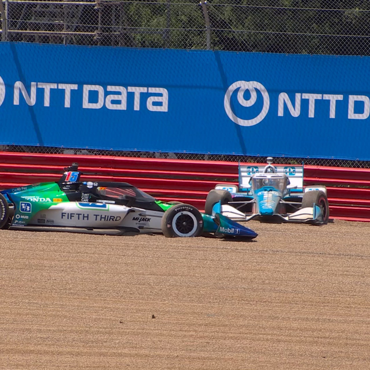 Josef Newgarden wrecks on Lap 1 at the Honda Indy 200 at Mid-Ohio