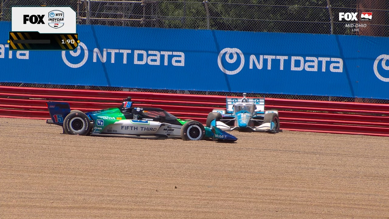 Josef Newgarden wrecks on Lap 1 at the Honda Indy 200 at Mid-Ohio