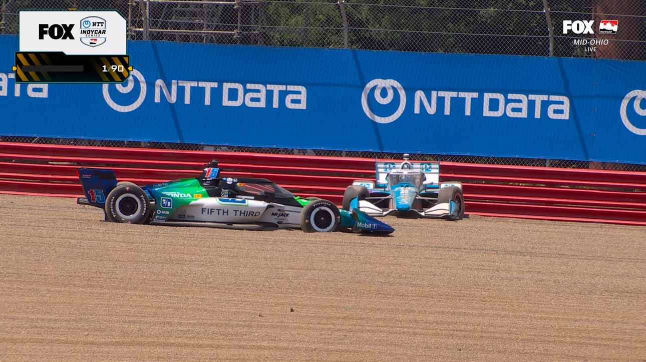 Josef Newgarden wrecks on Lap 1 at the Honda Indy 200 at Mid-Ohio