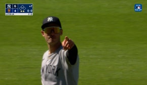 Yankees' Cody Bellinger robs Juan Soto of a base hit then doubles Francisco Lindor at first