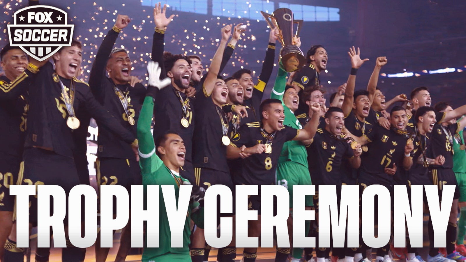Mexico's Full Trophy Ceremony after win over United States in Gold Cup Final 