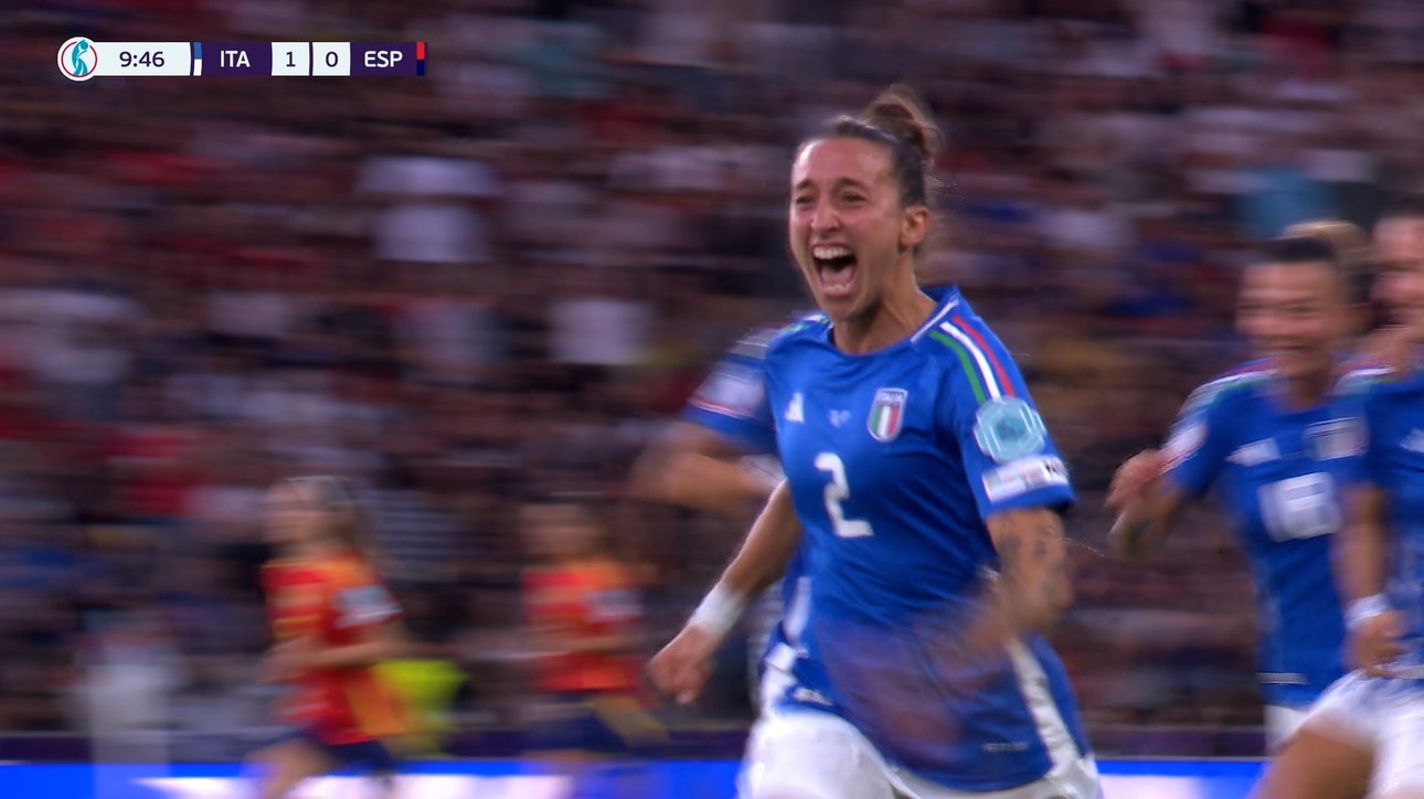 Elisabetta Oliviero finds the back of the net, giving Italy 1-0 lead over Spain