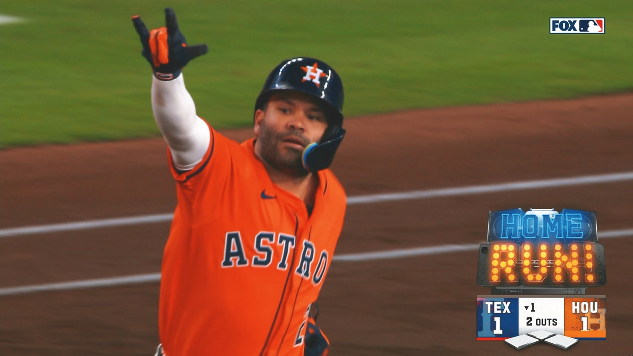 Astros' Jose Altuve hammers home run to tie game vs. Rangers