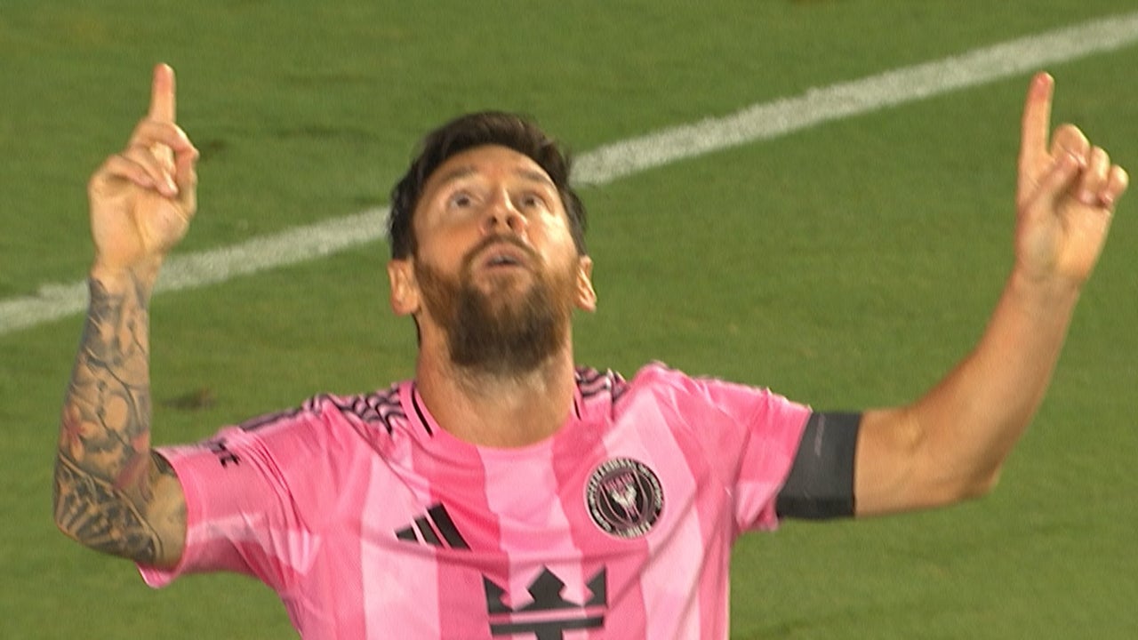 Inter Miami's Lionel Messi takes away ball from goalkeeper and scores his second goal of game vs. Nashville