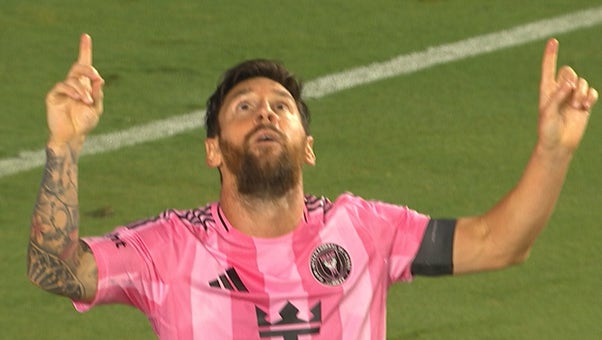 Inter Miami's Lionel Messi takes away ball from goalkeeper and scores his second goal of game vs. Nashville