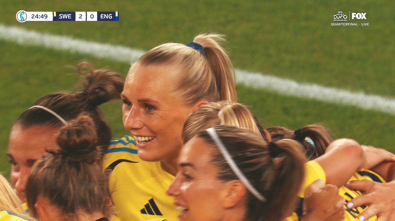 Stina Blackstenius finds the net, giving Sweden a 2-0 lead over England