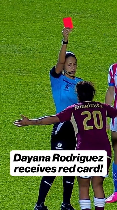 Venezuela's Dayana Rodriguez leaves game after receiving red card vs. Paraguay