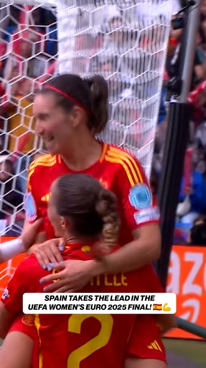 Mariona Caldentey finds the back of the net, giving Spain 1-0 lead over England