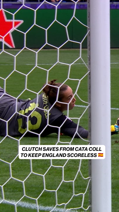 Spain's Cata Coll records two early saves vs. England