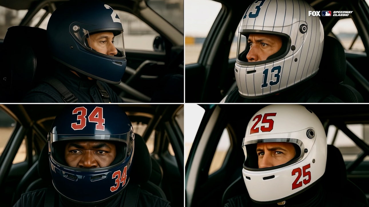 David Ortiz, Derek Jeter, Alex Rodriguez and Kevin Burkhardt race at Bristol Motor Speedway