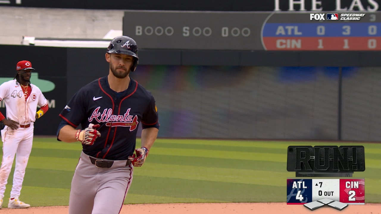 Eli White belts his second homer of the game, lifting Braves to a 4-2 advantage over Reds
