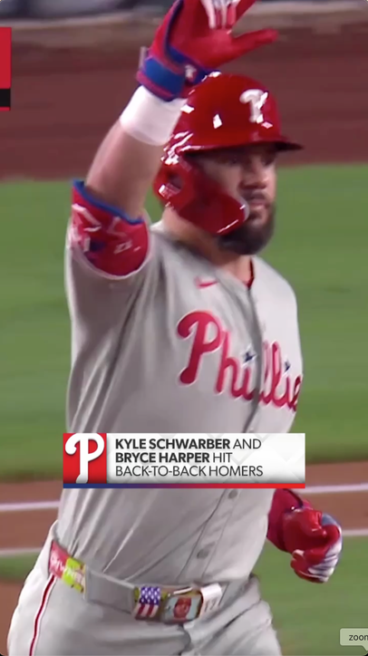 Kyle Schwarber & Bryce Harper hit back-to-back homers, extending Phillies' lead over Nationals