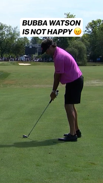 Bubba Watson gets frustrated after his swing at LIV Golf Indianapolis