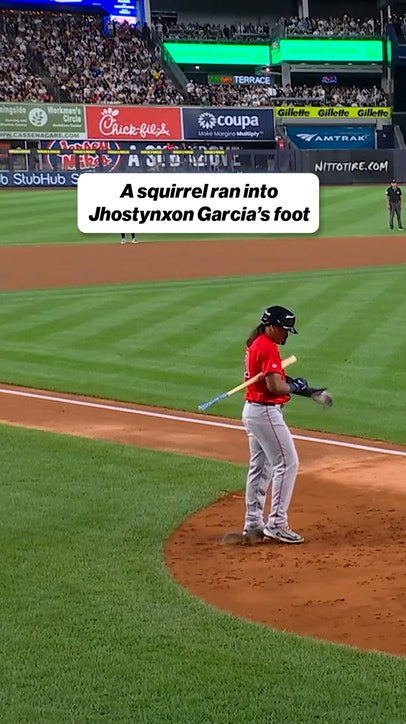 Squirrel runs into foot of Red Sox's Jhostynxon Garcia
