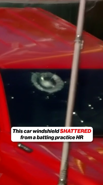 Car windshield shatters after home run during Angels' batting practice