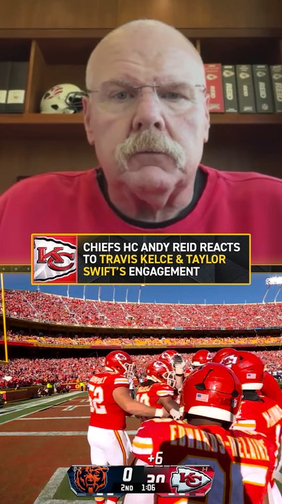 Andy Reid reacts to Taylor Swift & Travis Kelce's engagement