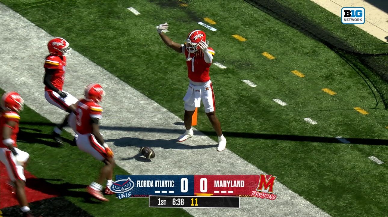 Maryland's Daniel Wingate returns interception 20 yards for a touchdown vs. Florida Atlantic