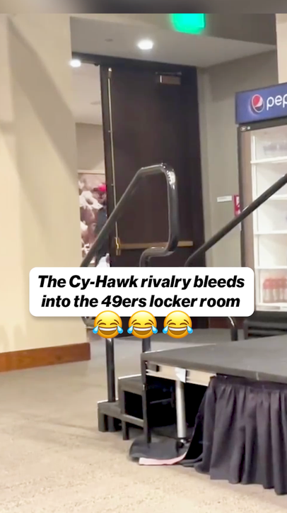 CyHawk rivalry takes over 49ers locker room — What’s the bet this year? 😂