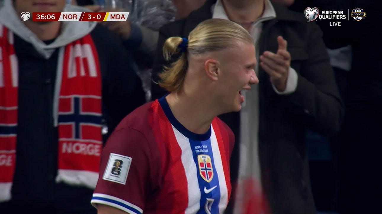 Erling Haaland scores in 36' to extend Norway's lead to 3-0 over Moldova