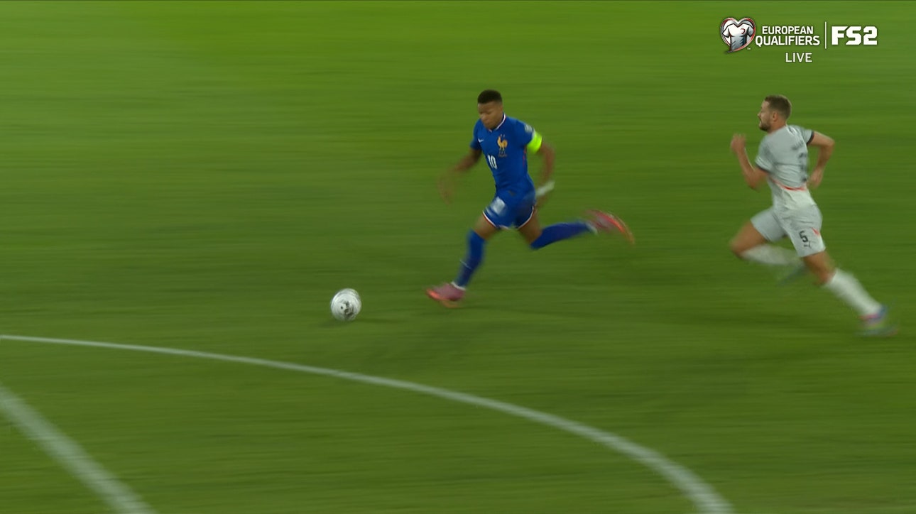 Bradley Barcola taps it in to give France a 2-1 lead over Iceland