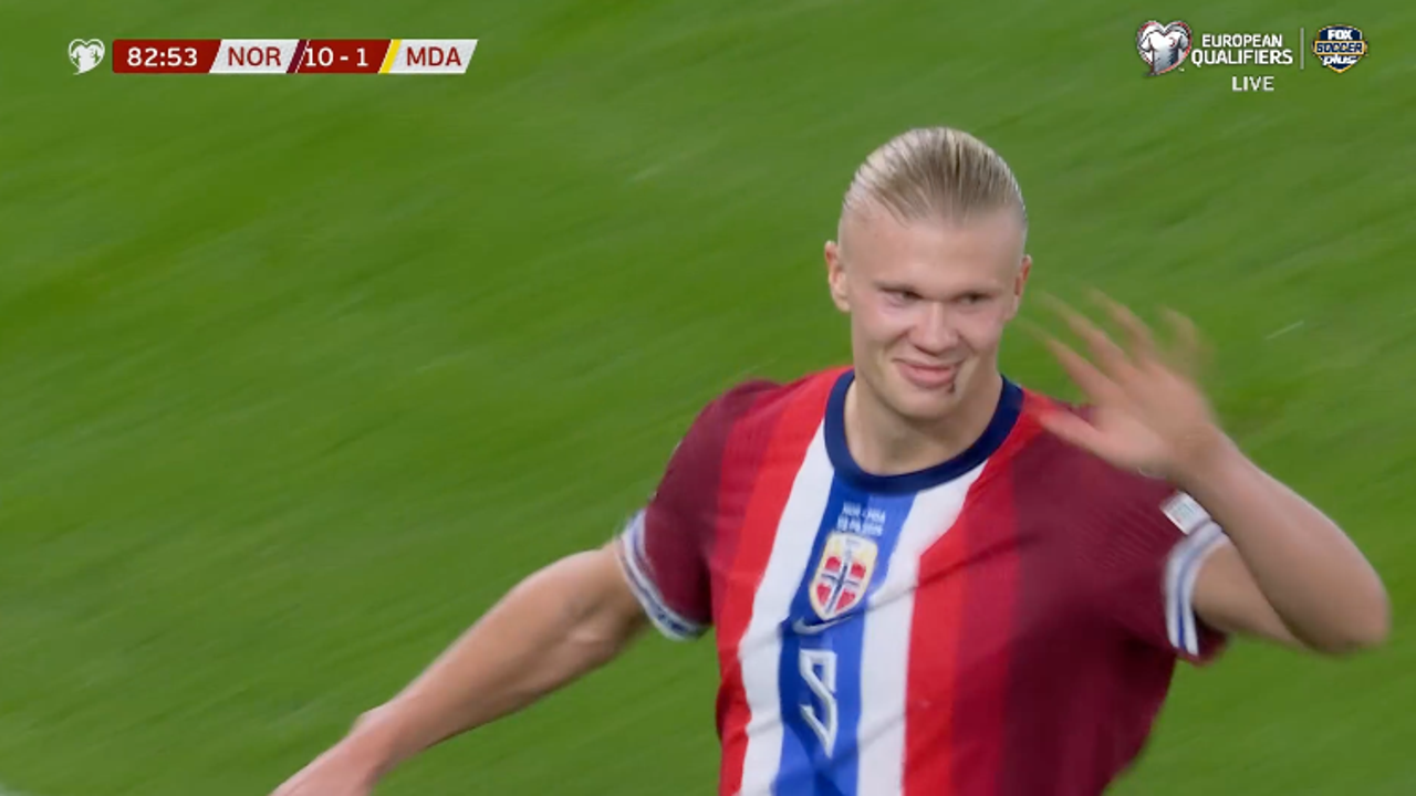 Erling Haaland scores FIFTH GOAL in 82' to extend Norway's lead to 10-1 over Moldova