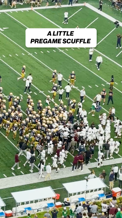 Pregame tussle breaks out between Texas A&M and Notre Dame 😳