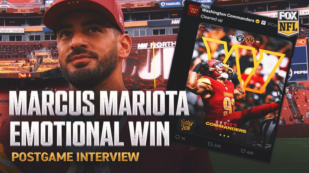 Marcus Mariota gets emotional after Commanders’ win over his former team, the Raiders