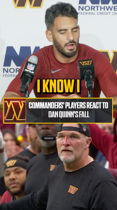 Commanders react to Dan Quinn getting trucked on the sideline 😱