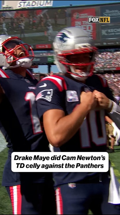 Drake Maye hit Cam Newton's celebration against the Panthers 🔥