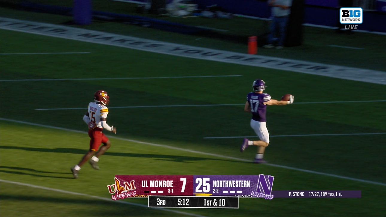 Preston Stone connects with Griffin Wilde for a 49-yard TD, increasing Northwestern lead over UL Monroe