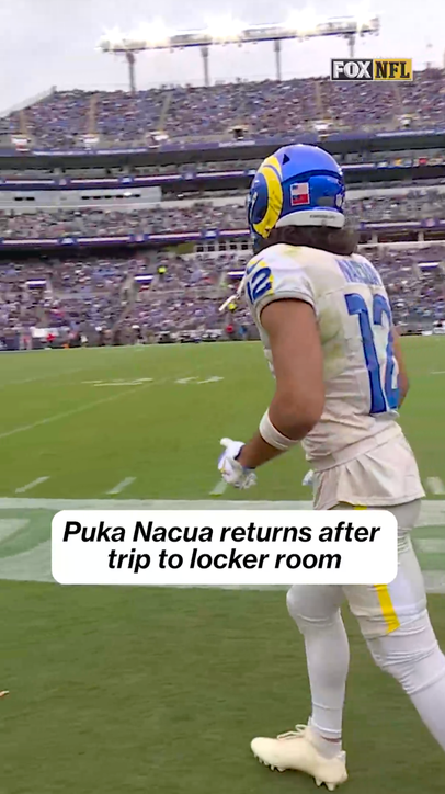 Puka moving around on the sidelines vs. Ravens