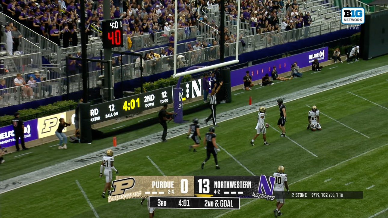 Preston Stone connects with Griffin Wilde on 12-Yard TD pass, extending Northwestern’s lead over Purdue