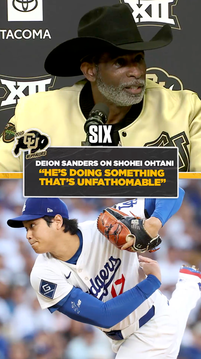 Deion gives his flowers to Ohtani