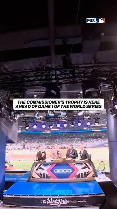 The World Series trophy is here ahead of Game 1!🏆