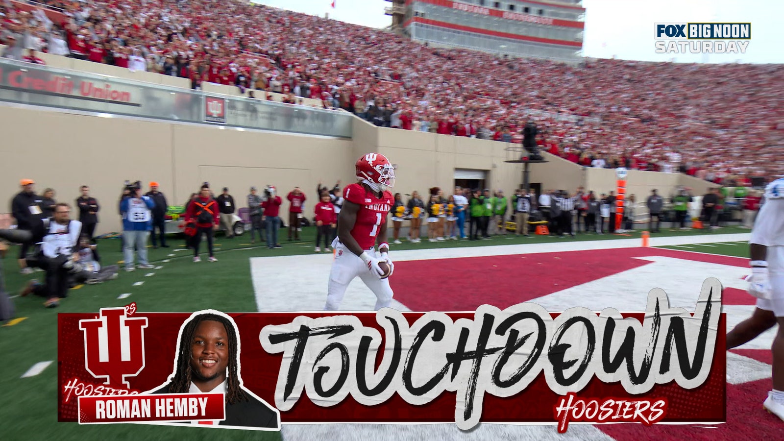 Roman Hemby rushes for a 13-yard TD to give Indiana a 28-0 lead over UCLA