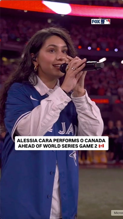 Alessia Cara performs the Canadian National Anthem ahead of Game 2 of the World Series 🇨🇦