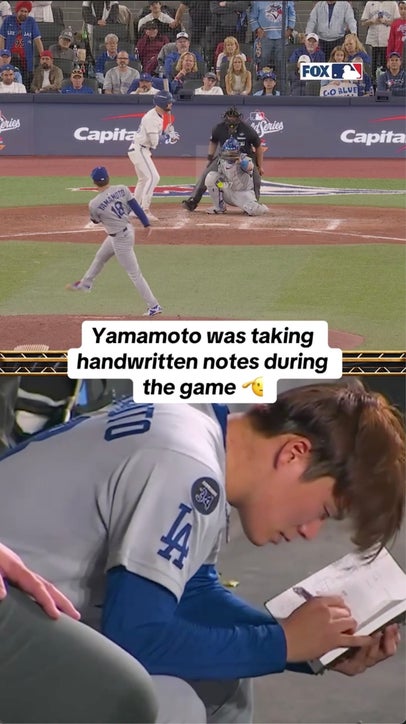Yoshinobu Yamamoto was LOCKED IN tonight ✍️🔒