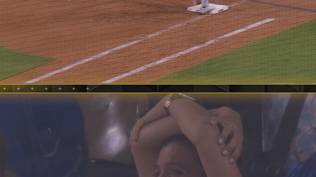 Kershaw's wife Ellen EMOTIONAL after clutch out 🥹